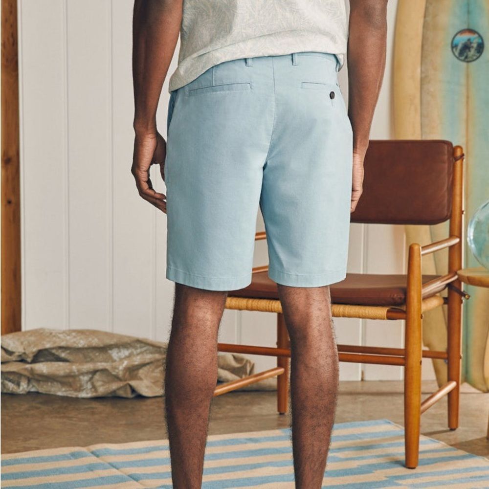 Faherty Movement Chino Short 8” Light Blue Shorts Men 33 Organic Cotton Casual - Picture 3 of 12
